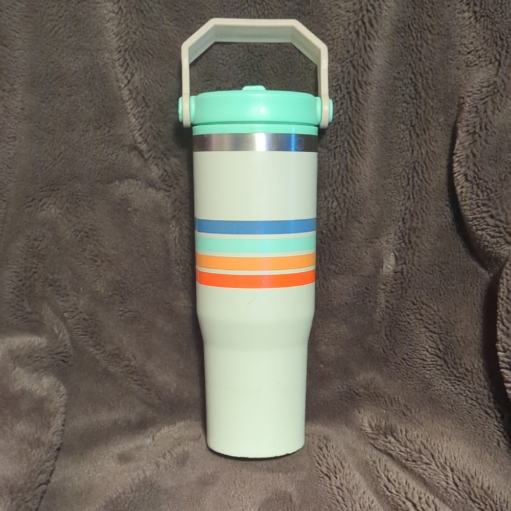 Mint Travel Tumbler with Colorful Stripes